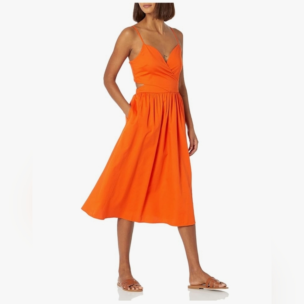 Makenna Elegant Orange Midi Dress - Picture 3 of 6